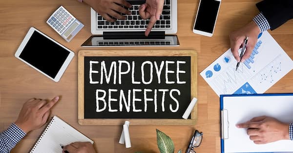 graphic that says employee benefits